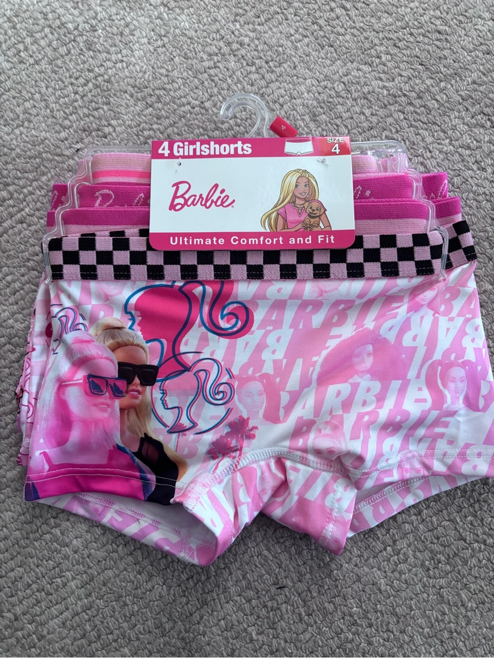 Barbie Pink Graphic Girls' Shorts - Pack of 4